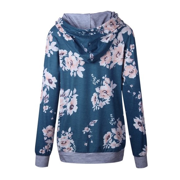 Blue floral hoodie - Picture 4 of 6